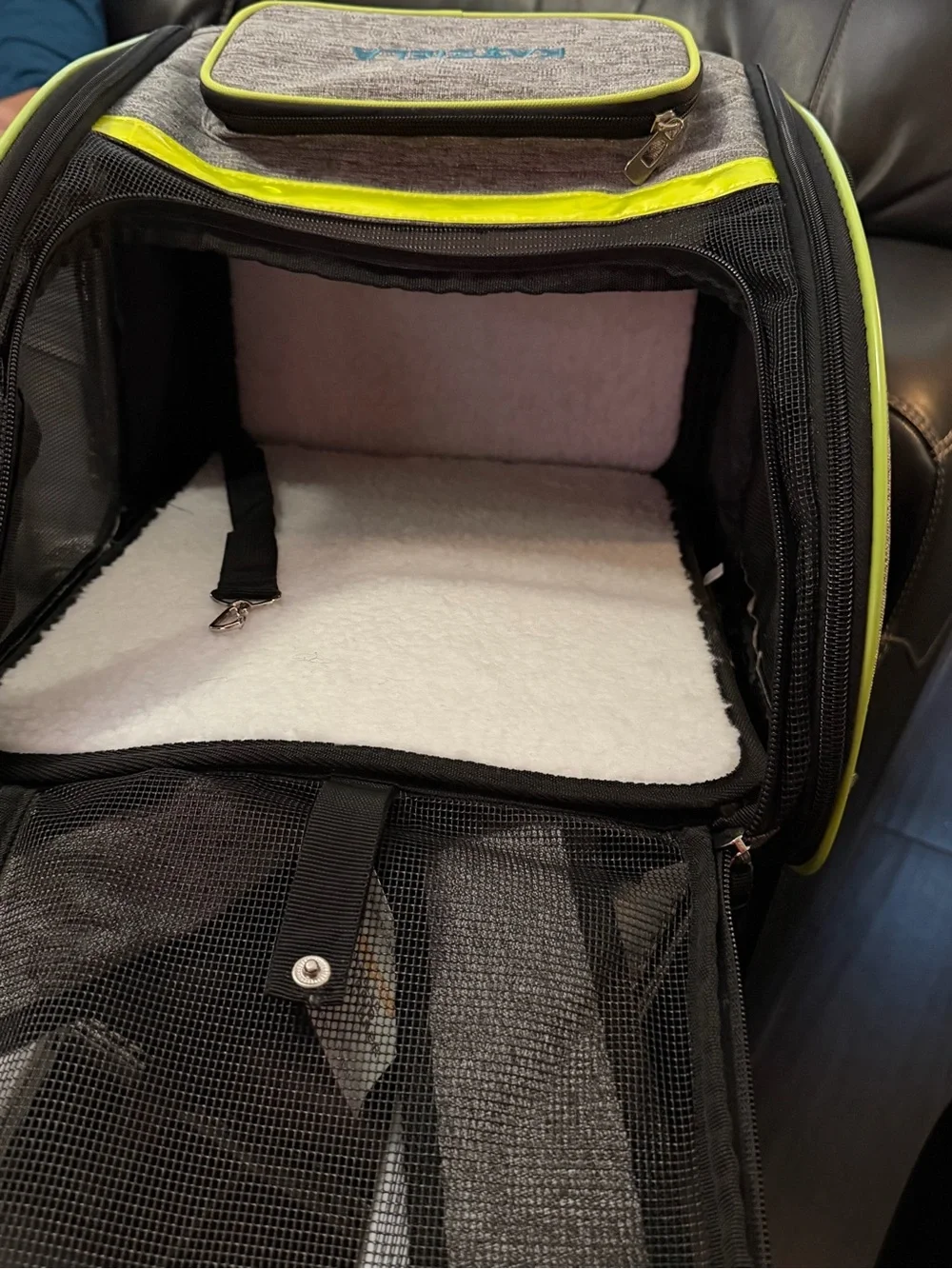 Gray and Neon Yellow Rolling Pet Travel Bag